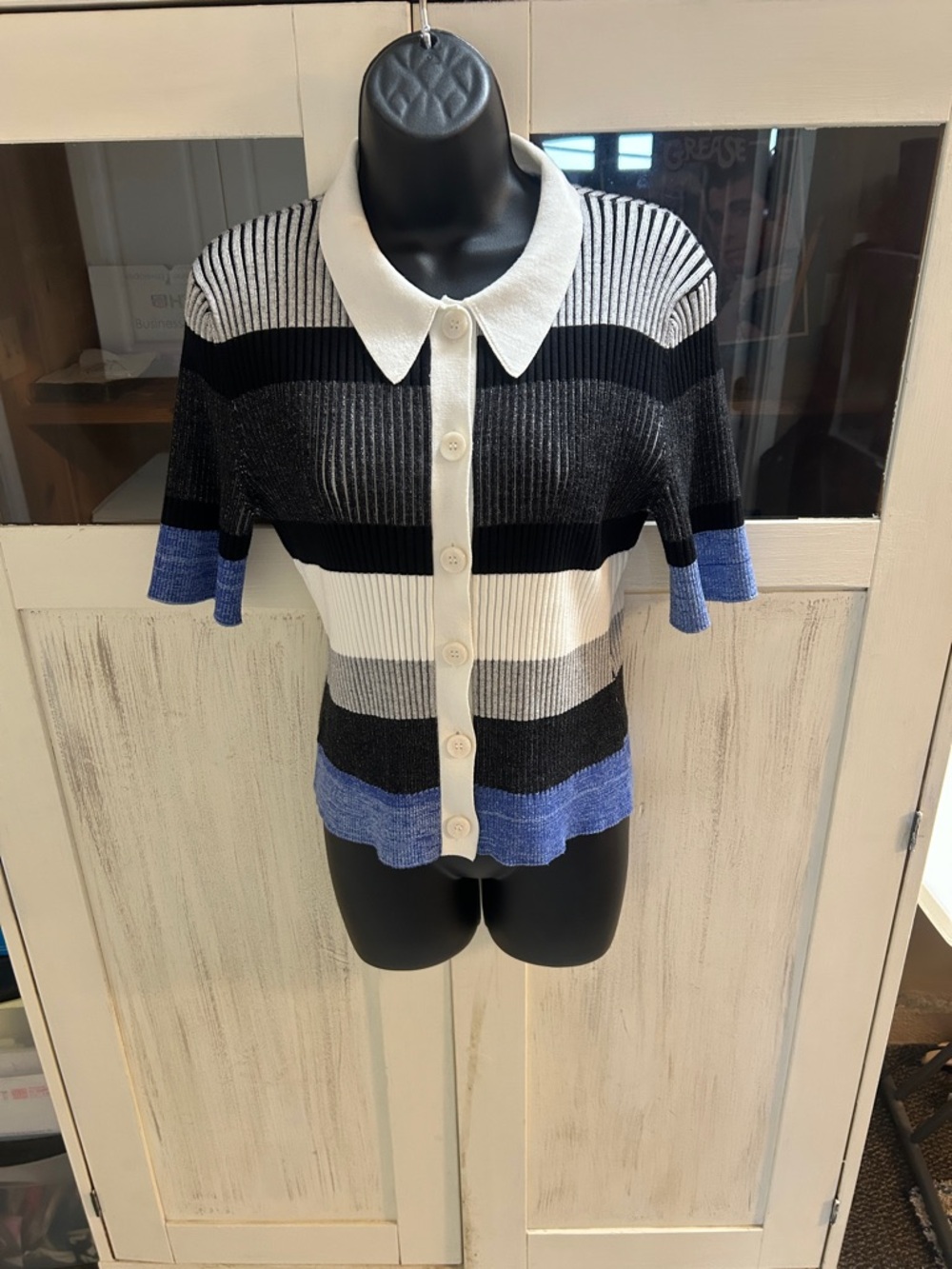 Anthropologie Striped Polo Cardigan